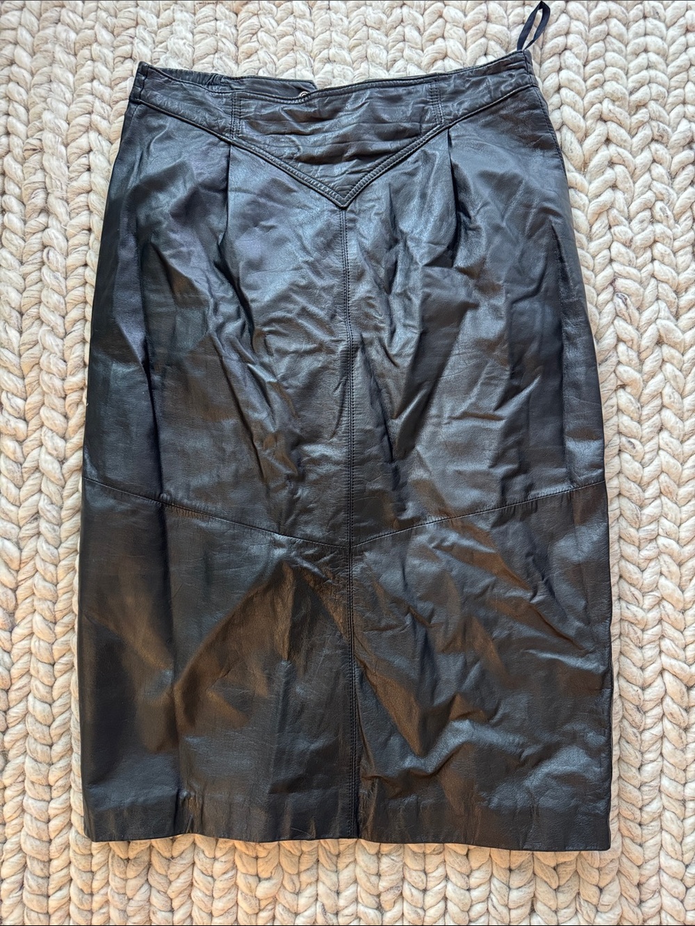 Vintage Black Leather Pencil Skirt